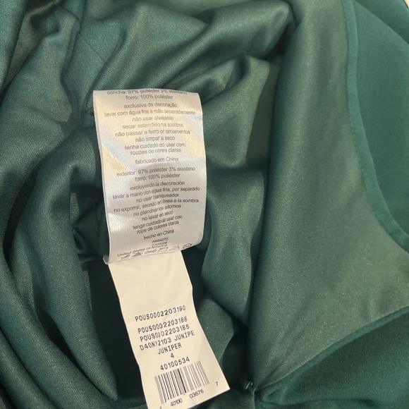OLEG CASSINI Dress Size 4 Juniper Green Crepe Off Shoulder With Embellishments - Picture 12 of 14